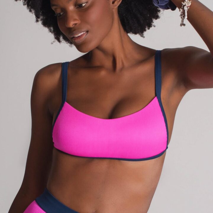 Top Faixa Pink e Marinho