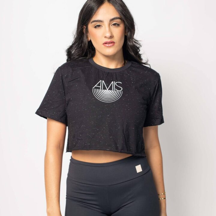 Alternative view of Blusa Crop Amis Preto