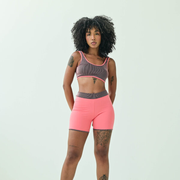 Short Palinha Coral Pink Com Listras