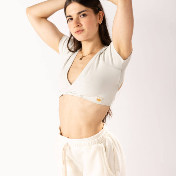 Top Camiseta Decote Marfim