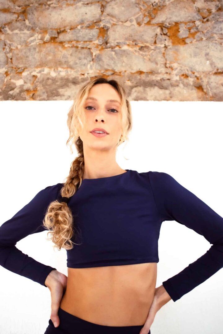 Top Long Azul Marinho