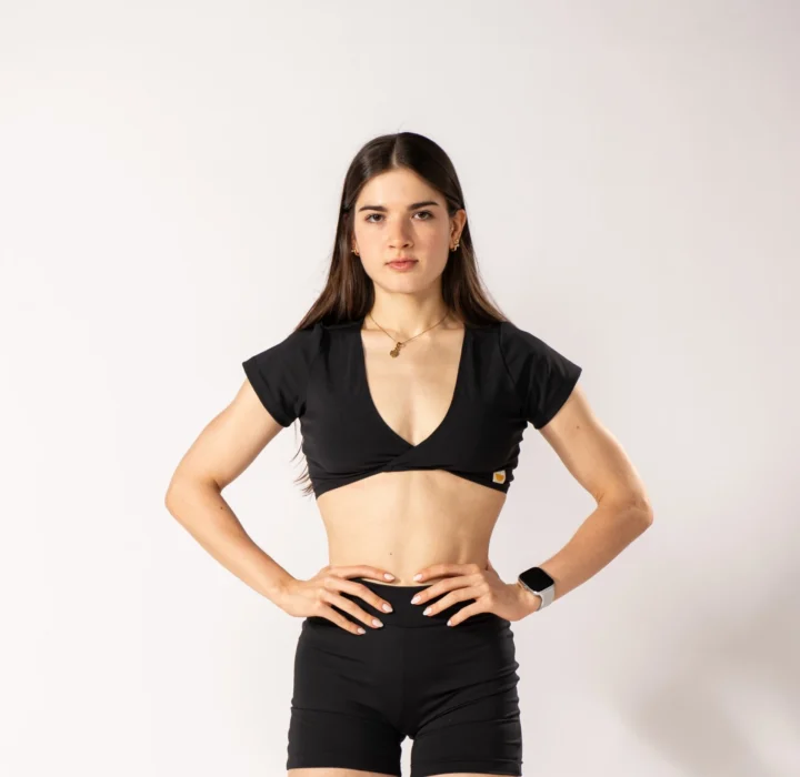 Top Camiseta Decote Preto