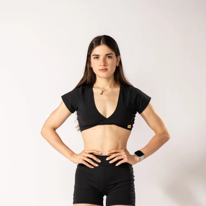 Top Camiseta Decote Preto